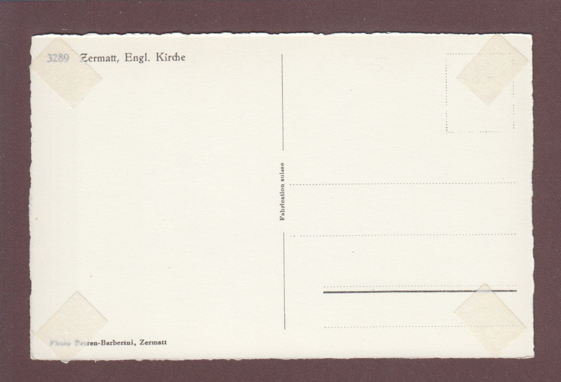 Cartoline postali: ZERMATT - Englische Kirche – Usato da Pully venduto da nicecards 1