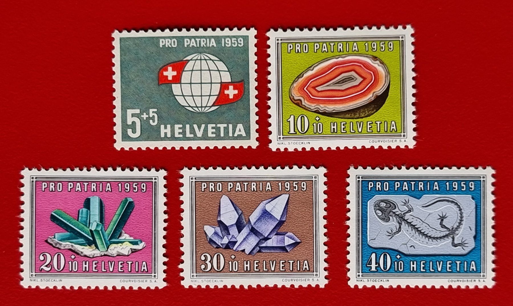 Tutti i francobolli: PRO PATRIA SATZ 91 -  95 1959** POSTFRISCH – Nuovo (secondo la descrizione) da Düdingen venduto da Quartierstrasse