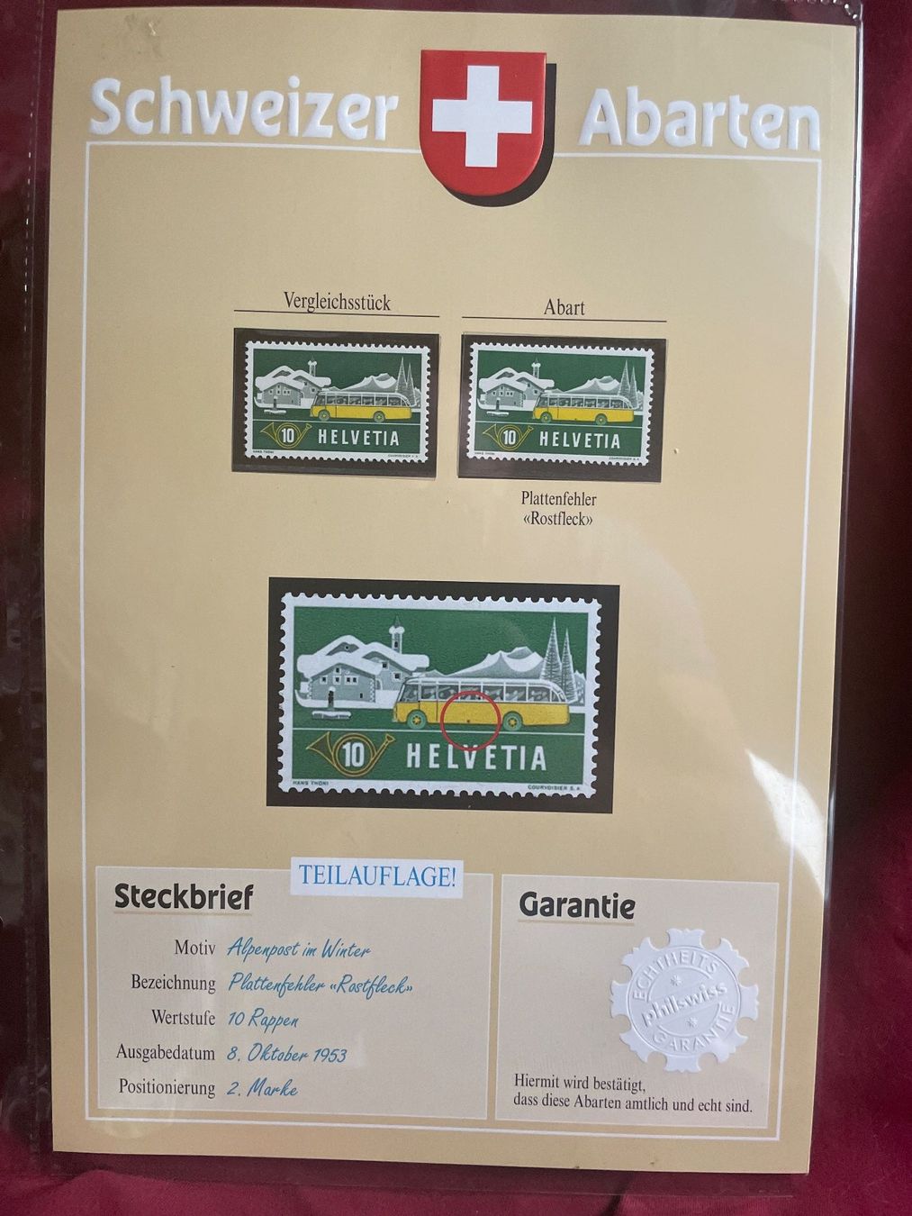 Tutti i francobolli: Schweizer Briefmarken-Abarten "Spinnä uf dem Hammer" Top! – Usato da Schüpfen venduto da Schuepfen45 8