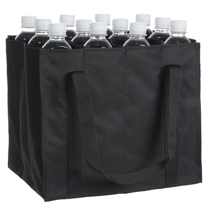 Flaschentasche, 12 Fächer, 0.75 l Flaschen, Schwarz