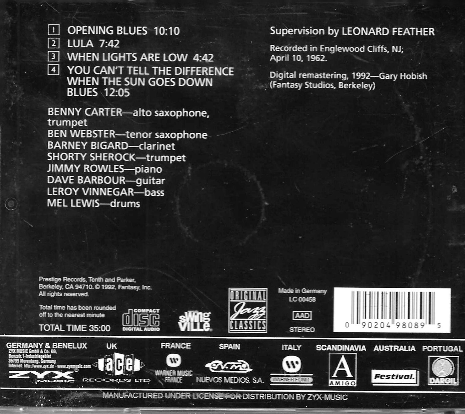 CD: Benny Carter, Ben Webster & Barney Bigard - BBB – Usato da Savagnier venduto da Ne2065 1