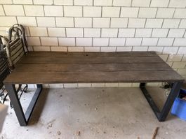 Grosser Schreibtisch Industrial-Stil – Holz & Metall