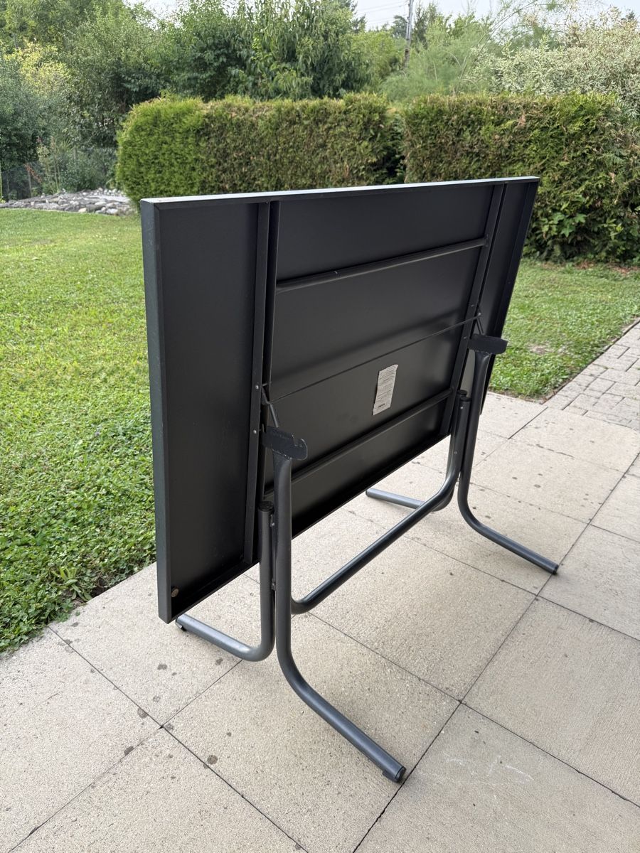 Tavoli: Gartentisch aus Metall, Anthrazit, Marke Schaffner Swiss – Usato da Müllheim Dorf venduto da Hoernlimann 3