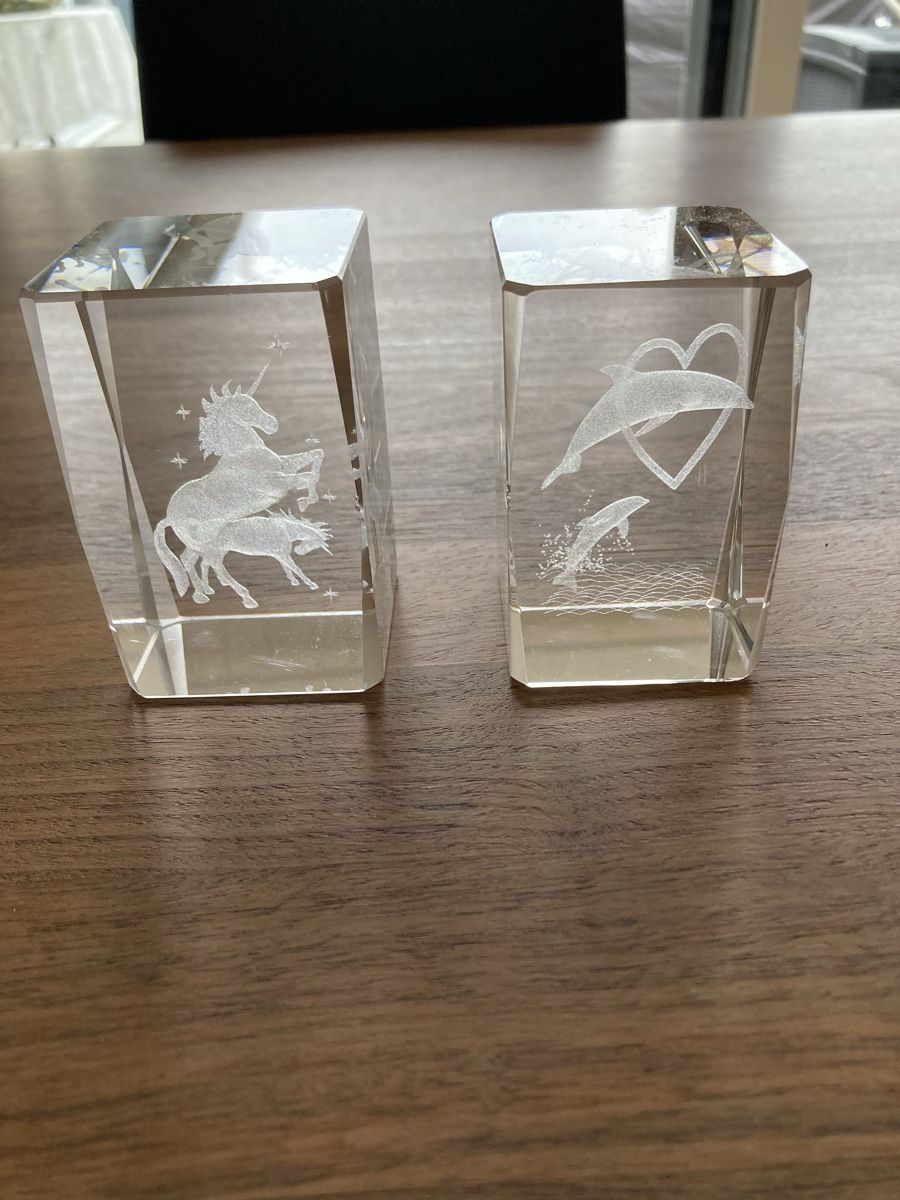 Statuette: Lichtspiel mit 2 Glassteine – Usato da Kesswil venduto da Branca-01 6