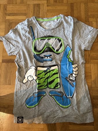 T-shirt Surf-Lane gris avec motif été, bon état général