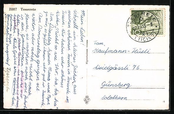 Cartoline postali: Tesserete, Teilansicht mit Bahnhof und K – Usato da Berlin venduto da bartko-reher 1