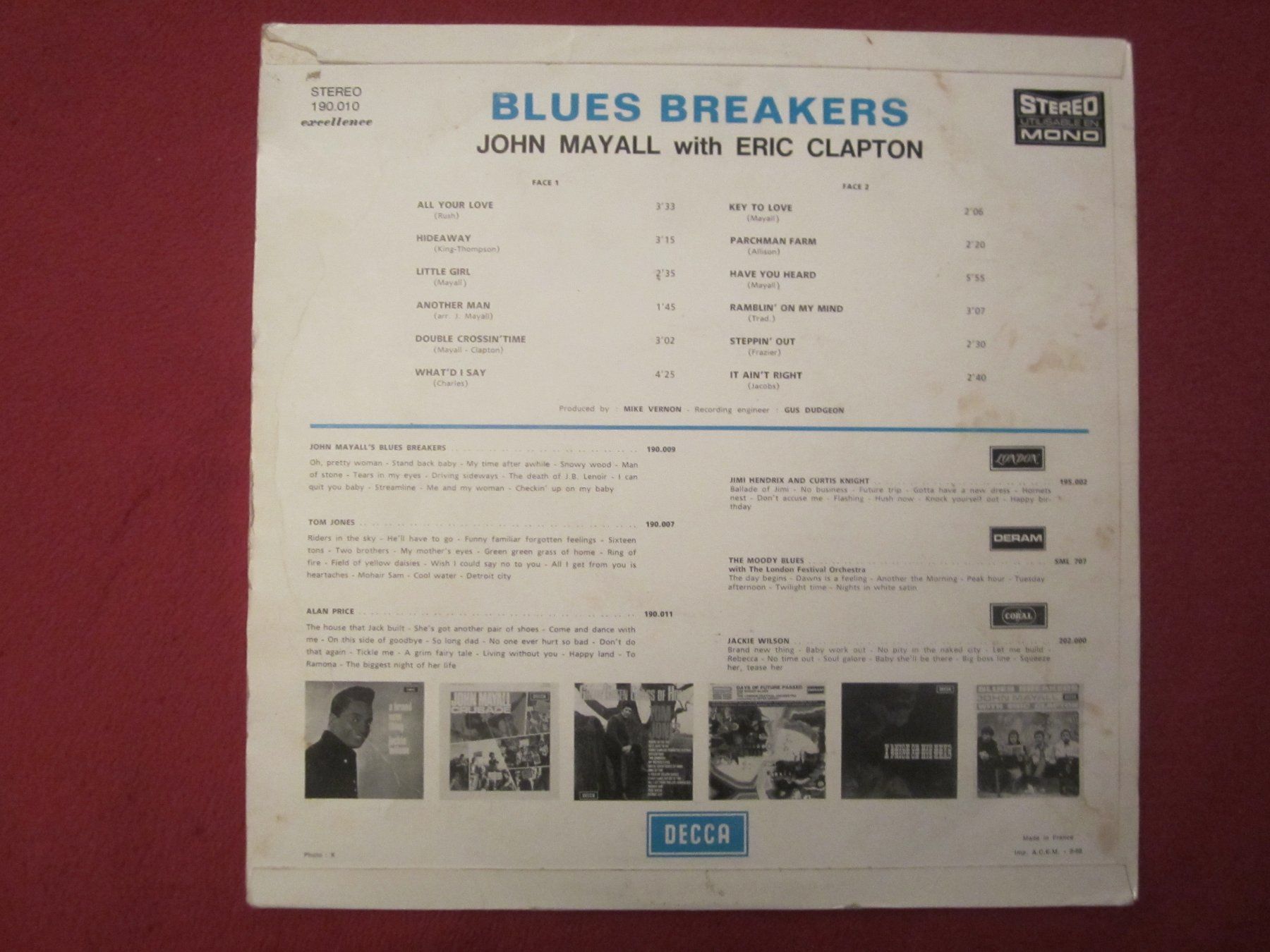 Dischi in vinile: John Mayall Bluesbreakers LP with Eric Clapton(DECCA 1966) – Usato da Volketswil venduto da nemo2000 1