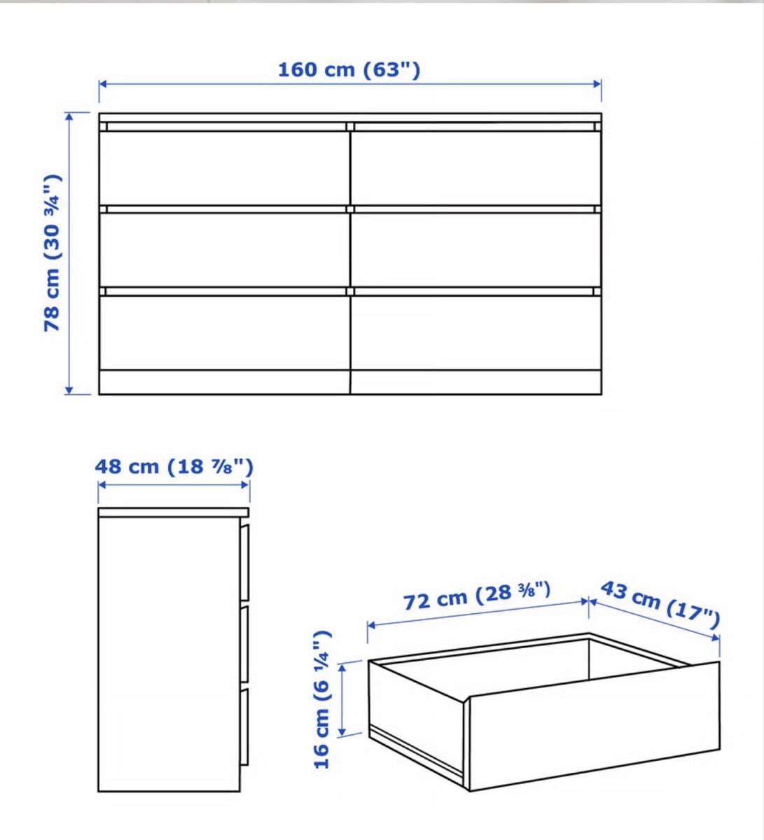 Cassettiere: Ikea Malm Kommode mit Glasplatte – Nuovo (secondo la descrizione) da Suhr venduto da sofiasm3 1
