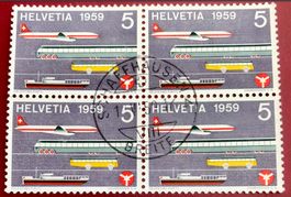 4 er Block Nr.343 Verkehrshaus Luzern mit Stempel  