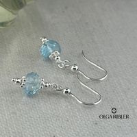 Sterling Silber 925 Ohrringe mit Aquamarine