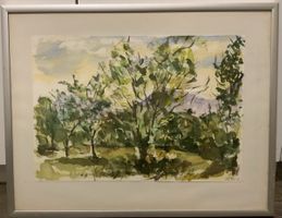 Aquarell "Waldlandschaft" von 1982, gerahmt, signiert