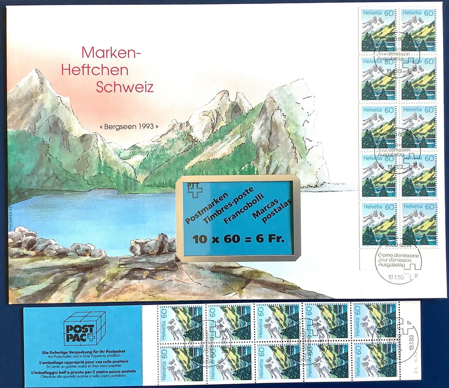 Tutti i francobolli: 1993 FDC  Markenheftchen BERGSEEN + MH  ET – Nuovo (secondo la descrizione) da Liestal venduto da Skunk02