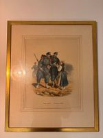 Kolorierte Lithografie „Schweizer Armee“ (1862), gerahmt