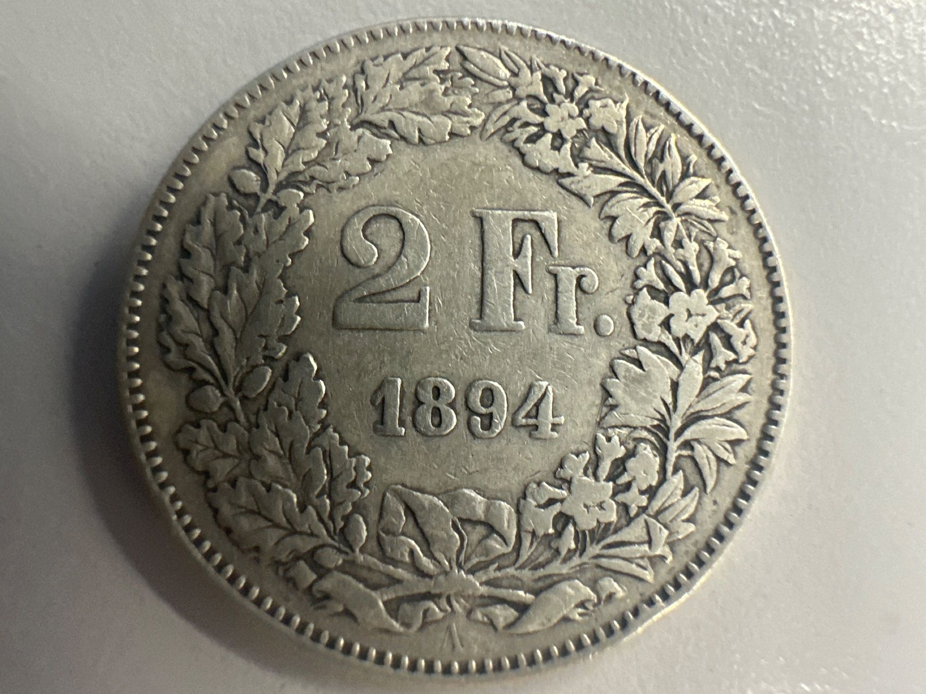 Alle Münzen: 2 Fr. Silber Schweiz 1894 ss – Gebraucht aus Herisau von herau 1