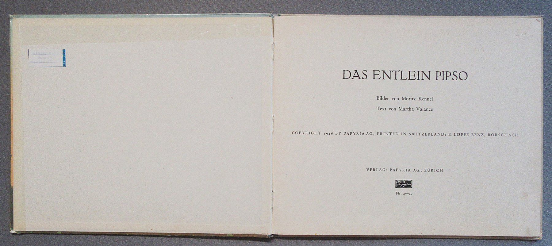 Libri: Das Entlein Pipso - Bilder von Moritz Kennel – Usato da Auenstein venduto da Padabimbim 1