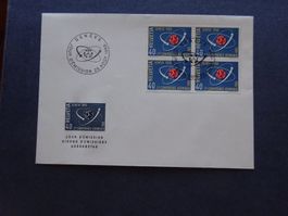 1958 Z-Nr. 338 FDC 4er Block - Adresslos