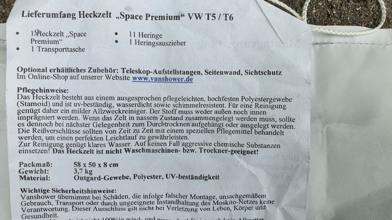 Verande & Tende da sole: Heckzelt "Space - Premium" VW T5/T6 – Usato da Muri b. Bern venduto da erdengel 5