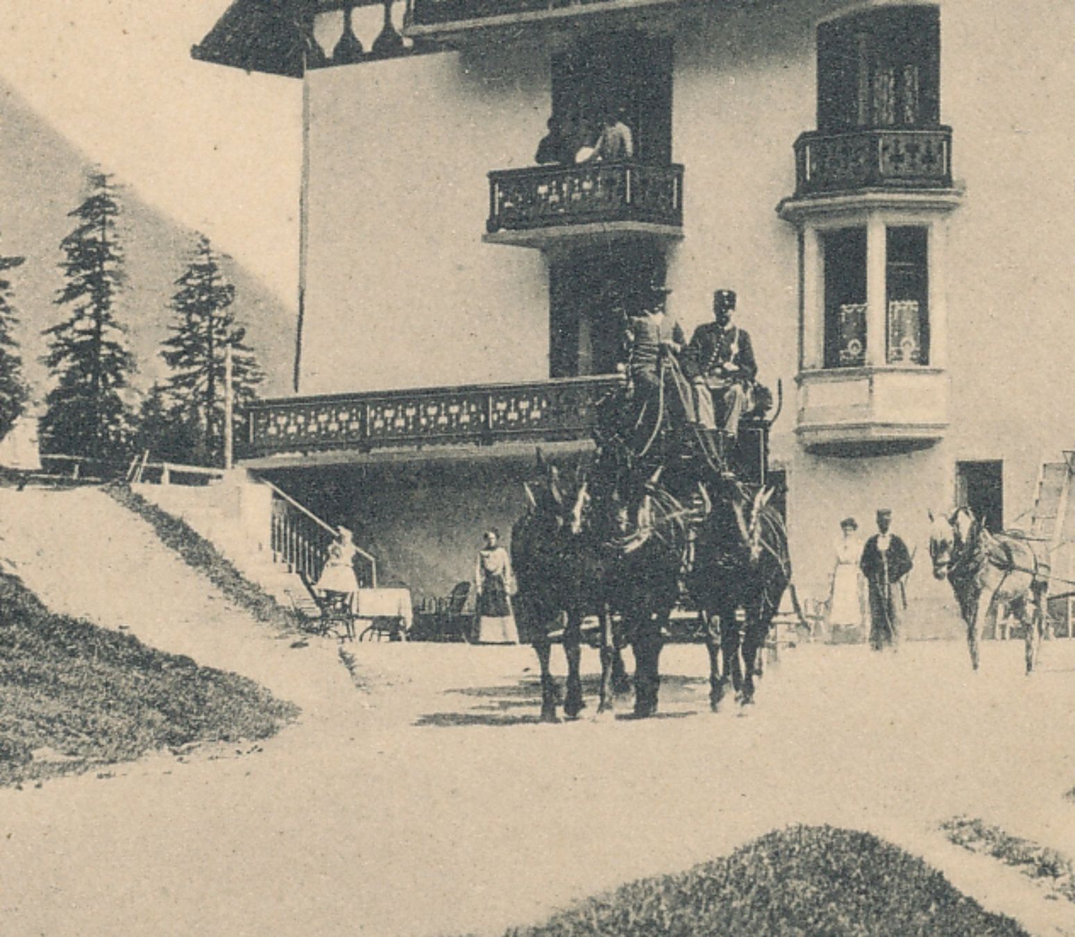 Ansichtskarten: Kurhaus HANDEGGFALL - 3 spännige - Postkutsche 1918 – Gebraucht aus Liestal von flohmy 2
