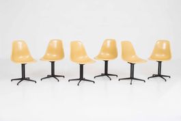 Vitra, Herman Miller Eames Fiberglas Stühle La Fonda 6er Set