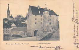 1899, s/w-Fotokarte "Gruss aus Baden"