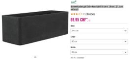 7x Blumenkasten Geli Cube Kunststoff 80 cm x 29 cm x 27.5 cm
