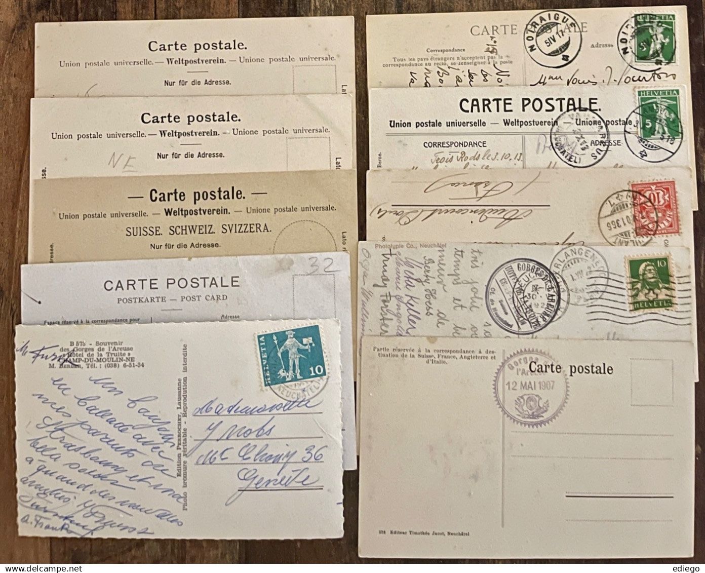 Cartoline postali: 10X CPA: Gorges de l'Areuse – Usato da Lutry venduto da Ediego 2