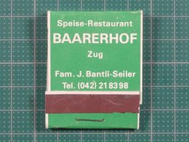 Zug, Speiserestaurant Baarerhof, alte Zündhölzer (komplett)