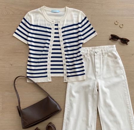 Gestreiftes Top und Cardigan, S Zara