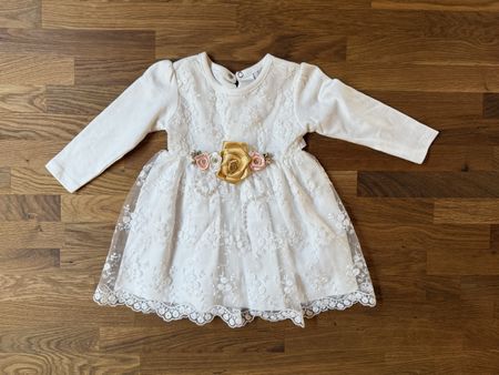 Vestito bambina bianco taglia 80-12M pizzo nuovo