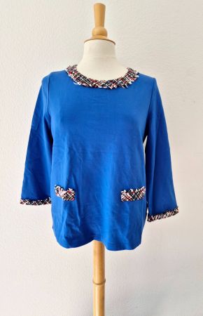SHIRT PULLI RIANI 38 M TWEED BLAU , TOP ZU JEANS HOSE MANTEL
