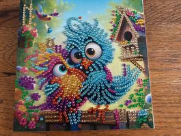 Karte-Grusskarte- verliebte Eulen-Love-Painting--Selfmade