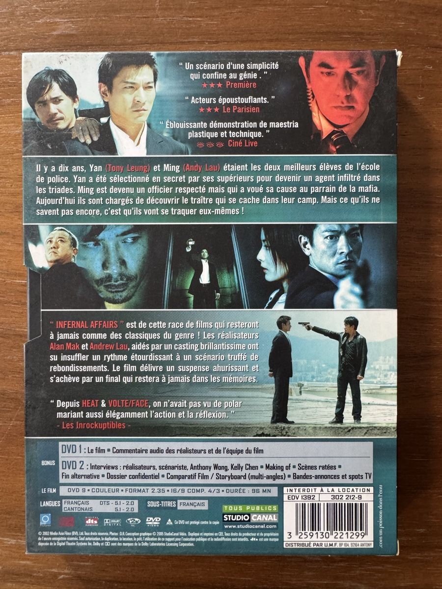 Tutti i DVDs: Infernal Affairs (dvd, z2) – Usato da Biel/Bienne venduto da inf_mr5w 1
