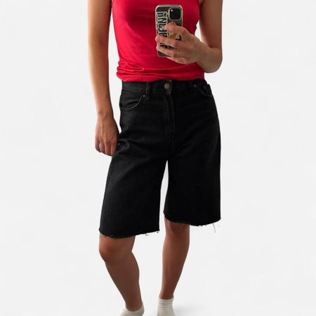 Damen Jeans Shorts / Jorts schwarz Bershka