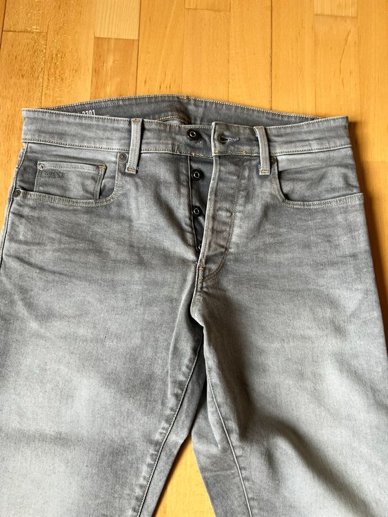 G-Star Jeans '3301 Straight Tapered' Hellgrau 32/36 2