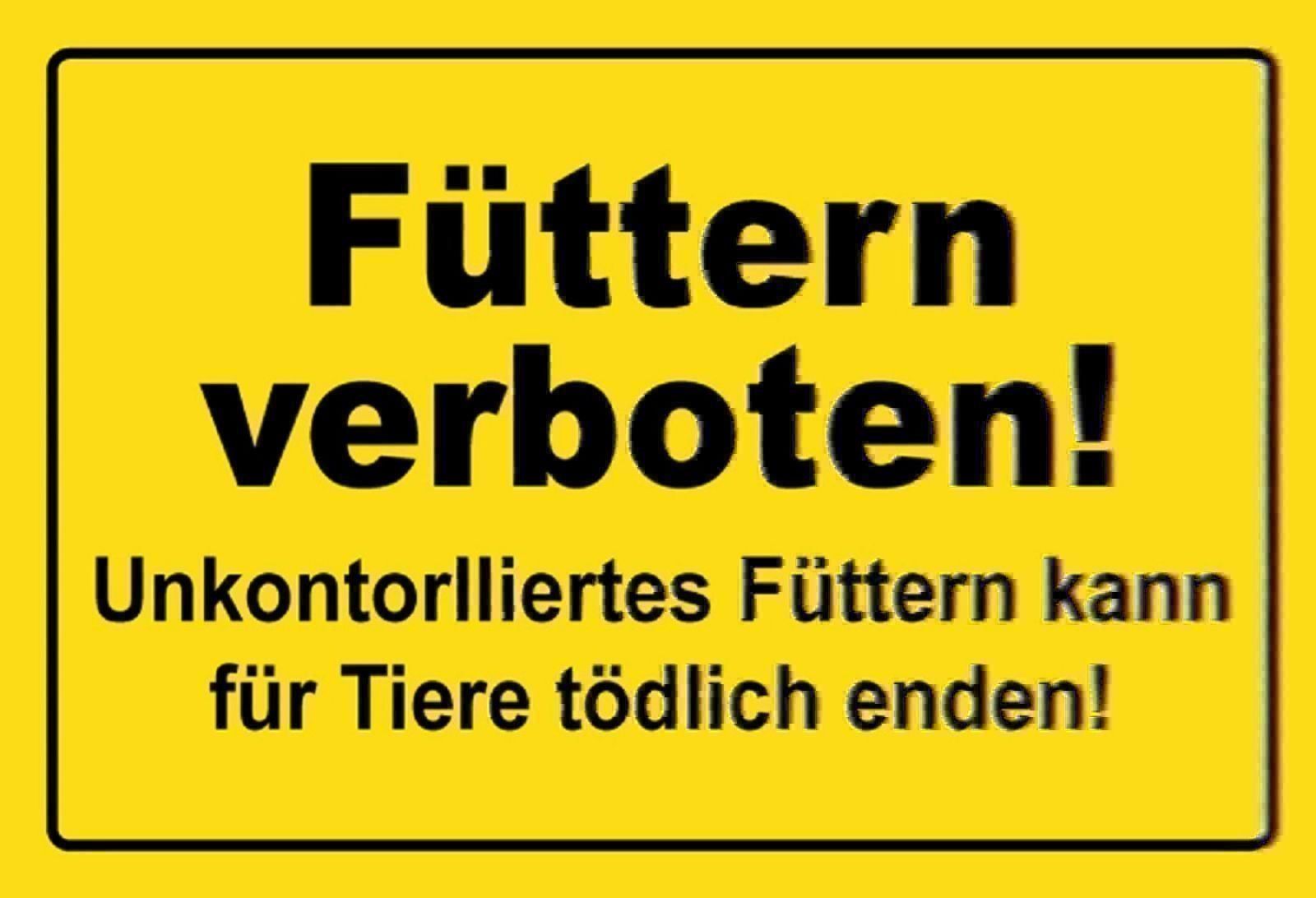 Insegne: Blechschild-FÜTTERN VERBOTEN-GELB – Nuovo e nell'imballaggio originale da Rupperswil venduto da big-one-sale