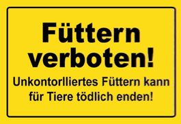 Blechschild-FÜTTERN VERBOTEN-GELB