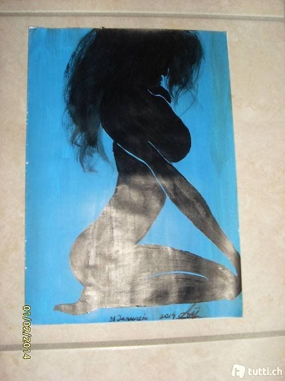 Dipinti: Dipinto su carta blu nero nudo donna – Nuovo (secondo la descrizione) da Coldrerio venduto da camillo71 2