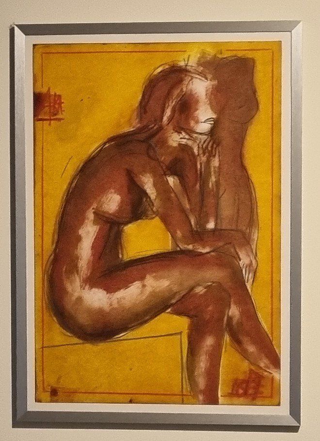 Poster & Bilder: Sehr schöner sitzender Akt in Orange – Gebraucht aus Walterswil SO von Clavis2503