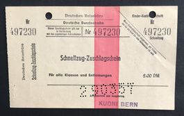 DEUTSCHE BUNDESBAHN  SCHNELLZUG-ZUSCHLAGSCHEIN 2.DM