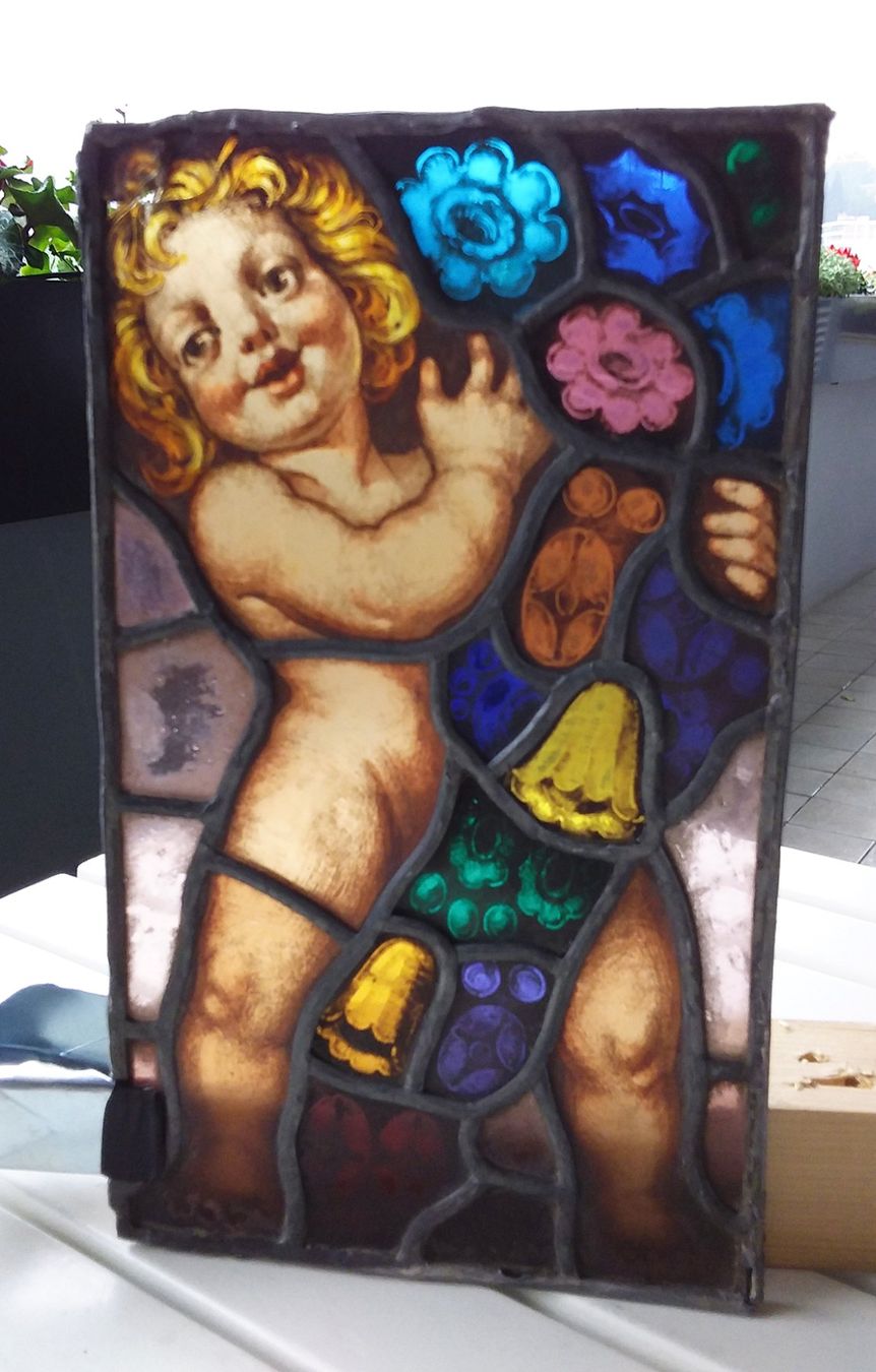 Finestre: 2 st. Mosaik-Buntglasfenster '900 - Antik – Usato da Lugano venduto da Maurizio_Collector