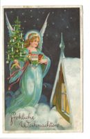 Fröhliche Weihnachten - Engel - Christbaum - Litho - 1932