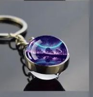 Schlüsselanhänger-Nordlicht-Aurora- Nachtleuchtend-Glaskugel