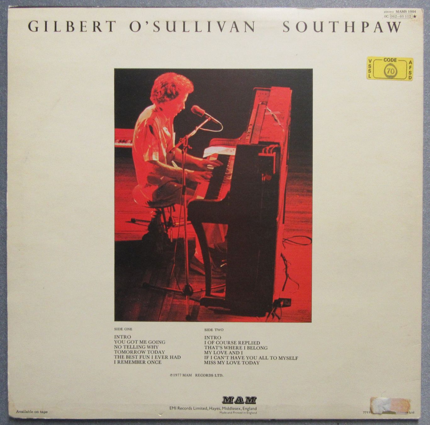 Dischi in vinile: Gilbert O'Sullivan - Southpaw - LP ab CHF 2.00 – Usato da Auenstein venduto da Padabimbim 1