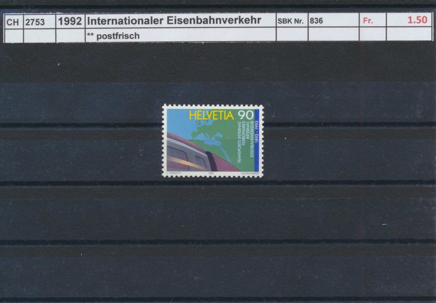 Alle Briefmarken: 1991 "Internationaler Eisenbahnverkehr", ** postfrisch – Neu (gemäss Beschreibung) aus Winterthur von Zupogeru