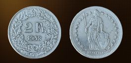 Pièce 2 francs Suisse 1943 argent état XF
