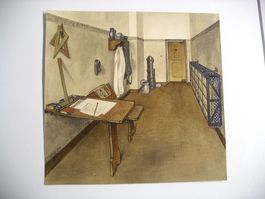 Aquarell, StudentenZimmer LINDAU Gymnasium 1920