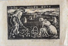 Wilhelm Hartung (1878-1957) Holzschnitt, Kartoffelernte 1930