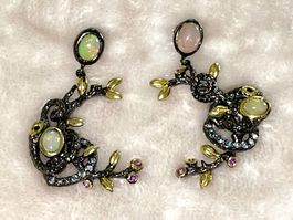 Sculptural SS925 14k Gold Vermeil Wello Opals Topaz Earrings
