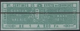 25 Cts. Fiskalmarke vom Kanton WALLIS