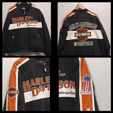 Harley-Davidson Jacke schwarz orange Grösse L guter Zustand